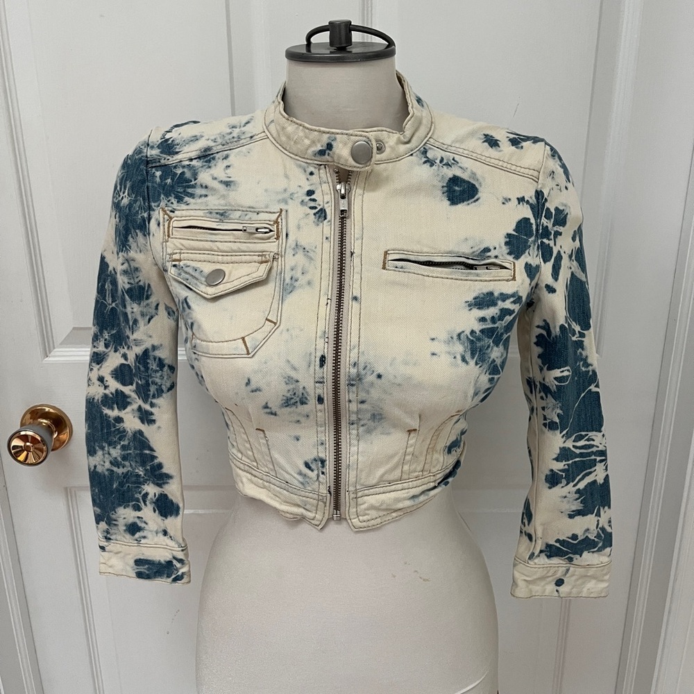 DKNY tie dyed crop jacket petite small